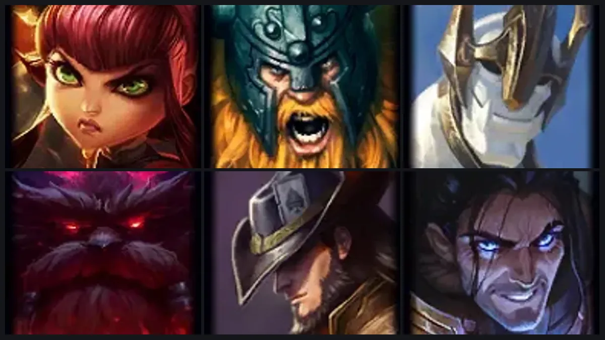 Contas de League of Legends de diferentes elos, regiões e coleções de skin.
